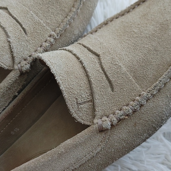 TOD'S Suede soft taupe beige mens loafers slip on 6.5 - Picture 10 of 16